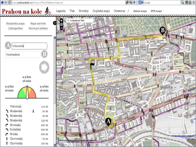 Náš vyhledávač trasy umí mezilehlé body