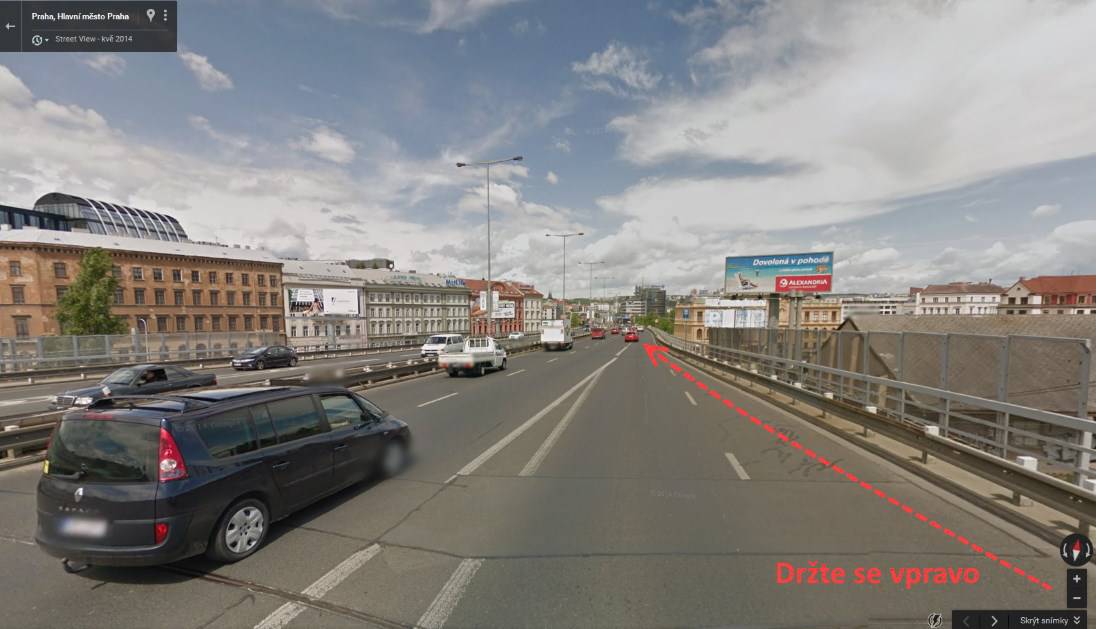 Při jízdě od Bulhara se jednoduše držíte vpravo Zdroj: Google Street View