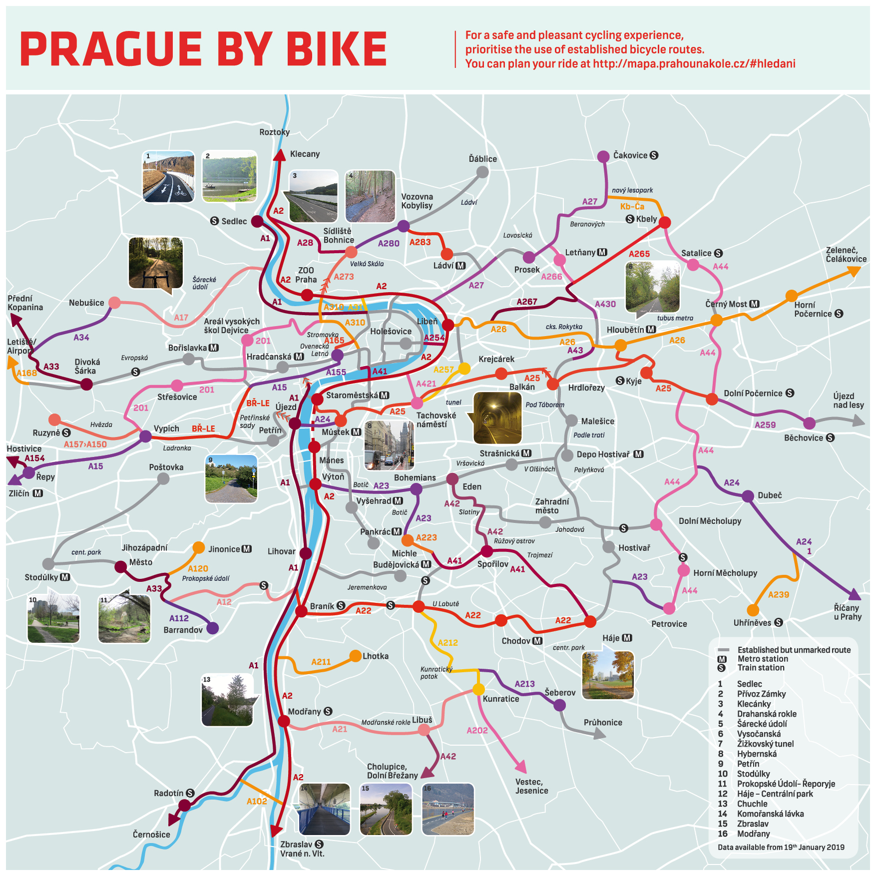 Prague's main cycle route network in 2019 Zdroj: Maruška Stočesová