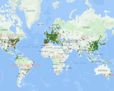 Celosvětová mapa bike-sharingu