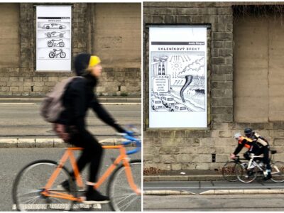 Karikatury o (ne)udržitelné dopravě ověnčily pražské nábřeží