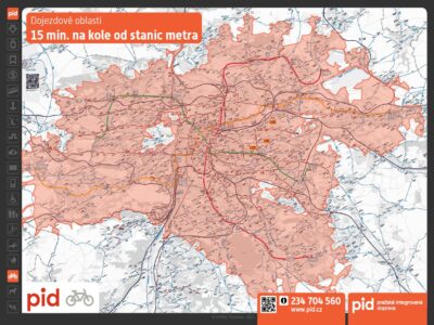 How far can you get on a bike within 15 minutes from the metro stations?