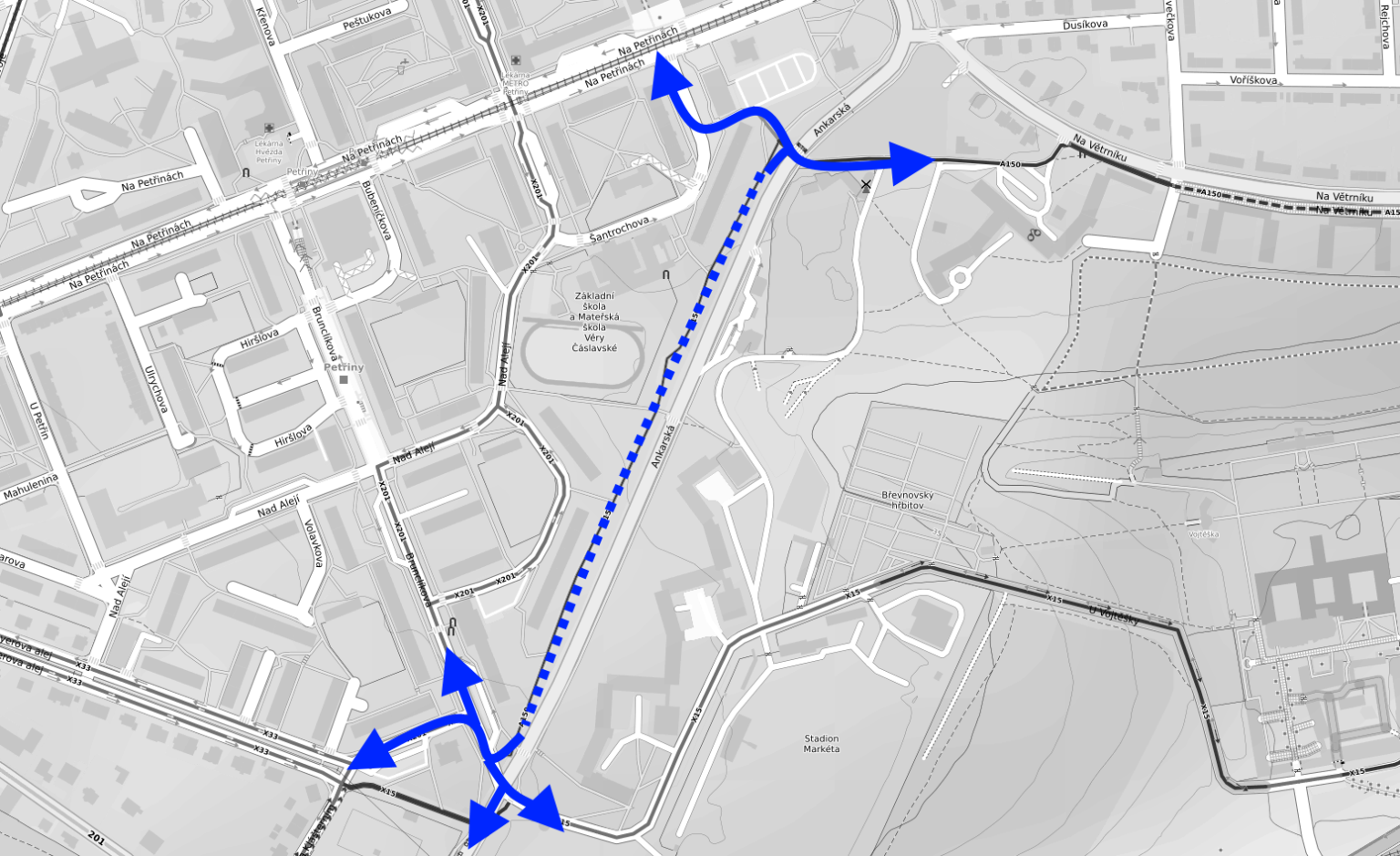 The most significant connections of the just marked section of the pathway are to the A150 cycle route.