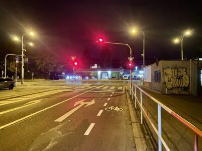 The intersection of Jeremenkova and Podolské nábřeží underwent modifications