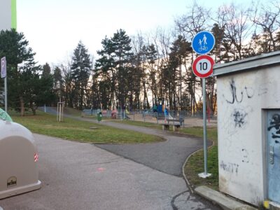 In Modřany Prague 12 straightened the cycle route using a contraflow bike lane and a path