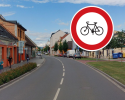 Prostějov: Cyklisté po zakázané Plumlovské nadále jezdí, ale po chodnících