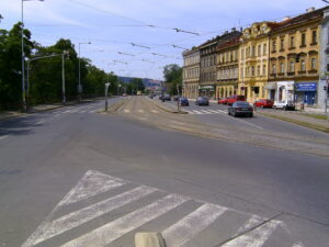 Přechod na křižovatce Kapitána Jaroš v roce 2008